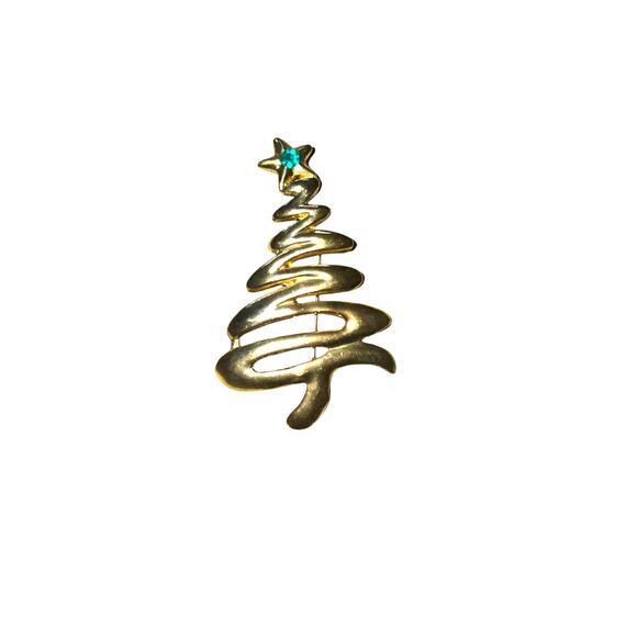 Vintage Christmas Tree Swirl Brooch Pin 3 " - Picture 1 of 4